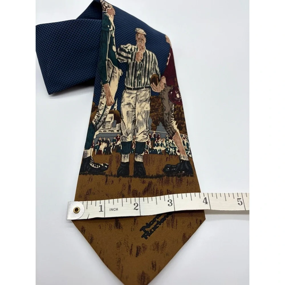 Norman Rockwell, Vintage, Saturday Evening Post 'Coin Toss' Football Silk Tie